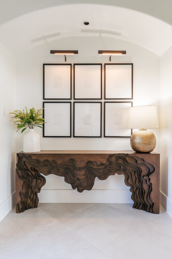 Modern High-end Entryway with a structural console table